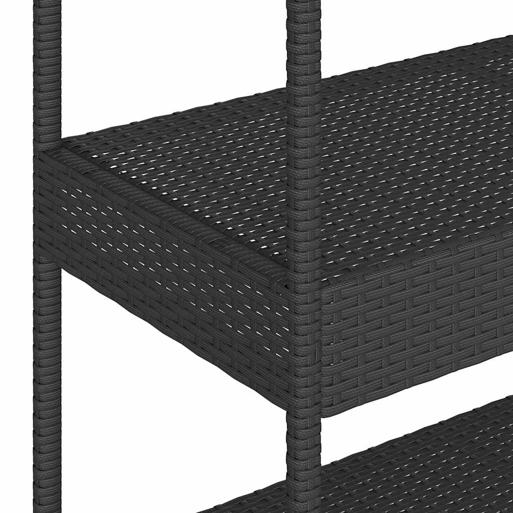 vidaXL Carrito de Bar 3 Niveles ratán PE y Madera Maciza Acacia Negro, Carro Camarera, Carrito de Cocina, Carro de Bar, Carro de Bebida