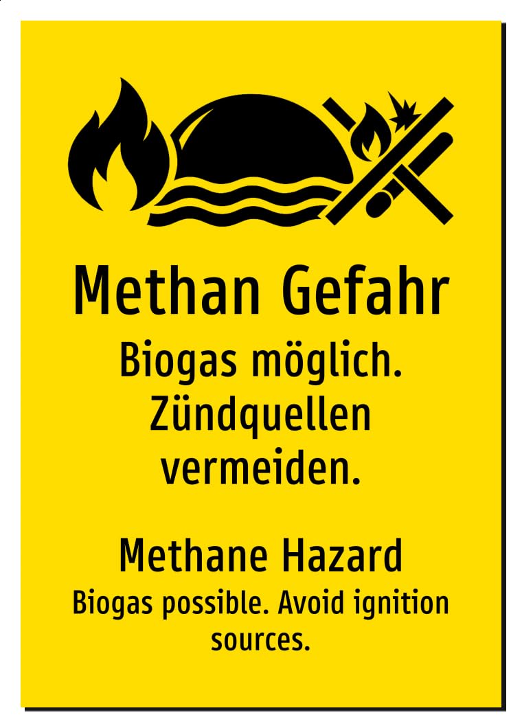 62033-DEEN-S-08 | Methan Gefahr Schild | Deutsch Englisch | zweisprachig