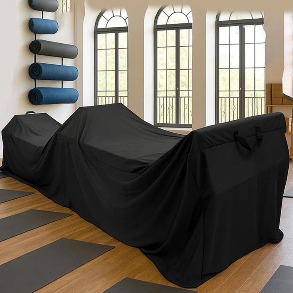 Pilates Reformer Schutzhülle, 420D Oxford-Gewebe, staubdicht, wasserdicht, mit elastischem Rand, Kordelzug und Griffen für Heim-Fitnessgeräte, Schwarz, 240 x 78 x 56 cm