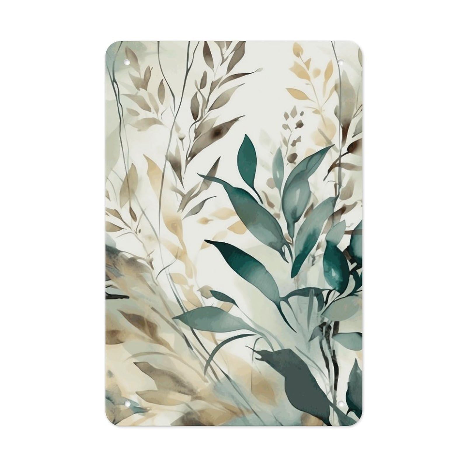 QMNLKH Leaves on White Background Plaques for Wall Decor, Personalized Metal Tin Sign for Home, Multifunctional Poster for Office, Fashion Painting for Hallway, Wall Art Pictures, 7.9x11.8Inch