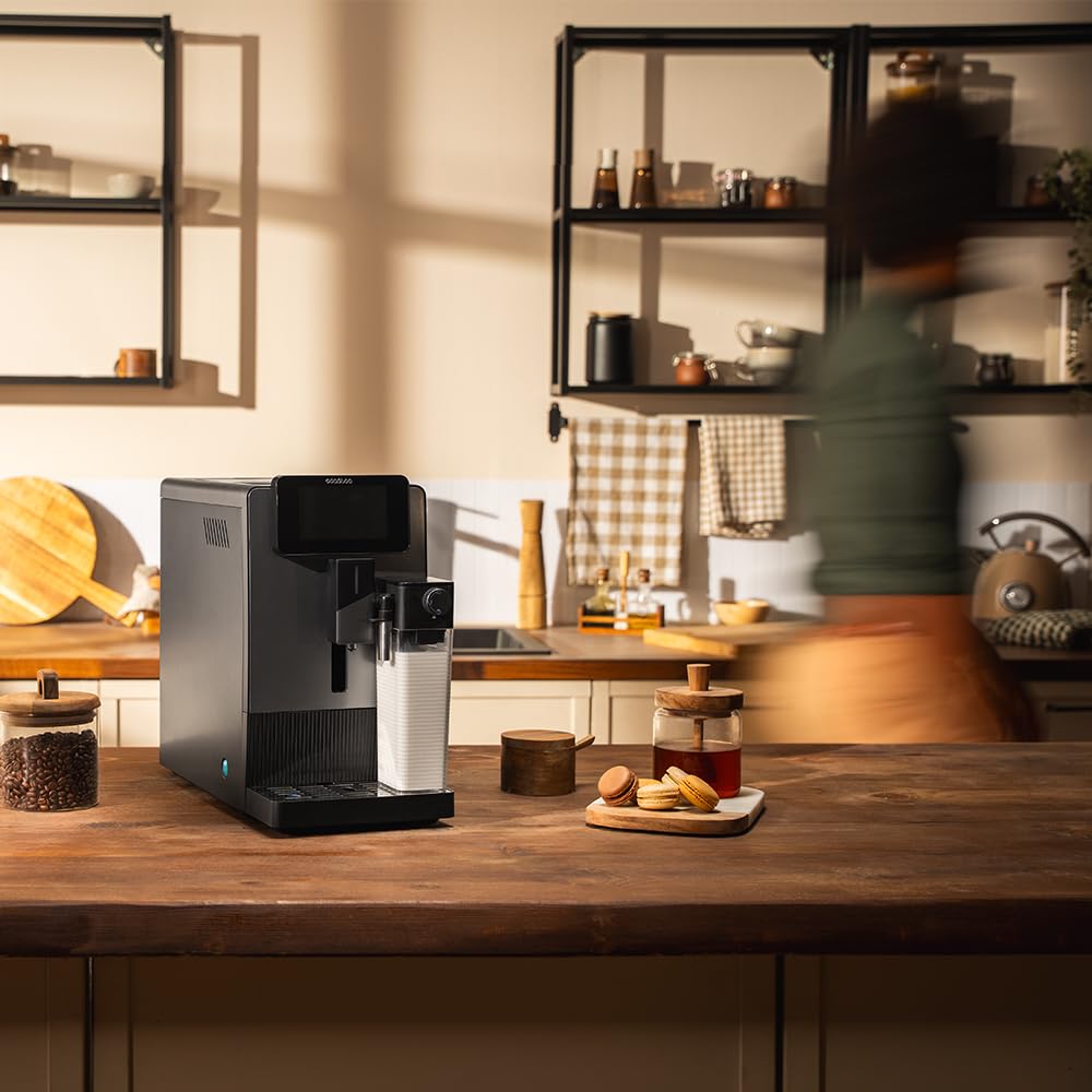 Cecotec Cremmaet Latte Touch Kaffeevollautomat, 19 bar, Thermoblock | 12 Getränke, 4 Profile, Wasser 1,1 l und 400 ml Milch, TFT-Display, konische Mühle, automatische Reinigung, höhenverstellbar