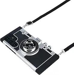 SGVAHY Emily in Paris Capa de telefone para Samsung Galaxy S22 vintage capa com design exclusivo 3D bonito com alça de pescoço removível capa de silicone para meninas crianças mulheres preto