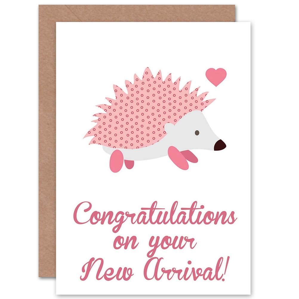 Wee Blue Coo NEW BABY ARRIVAL CONGRATULATIONS HEDGEHOG ART GREETINGS GREETING CARD