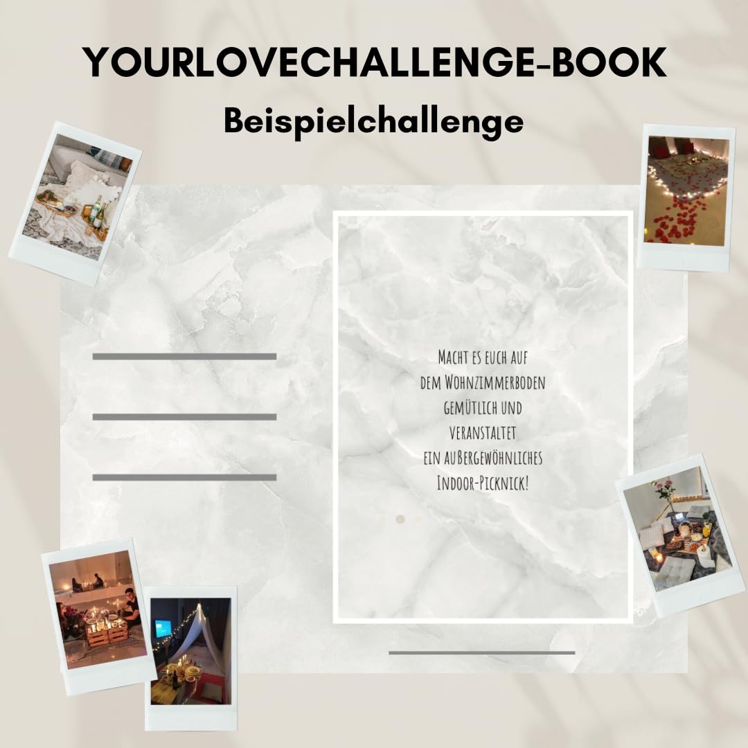 YourLoveChallenge® album fotograficzny z 130 wyzwaniami dla par, osobisty prezent dla partnera na Walentynki, urodziny, rocznicę lub mały upominek