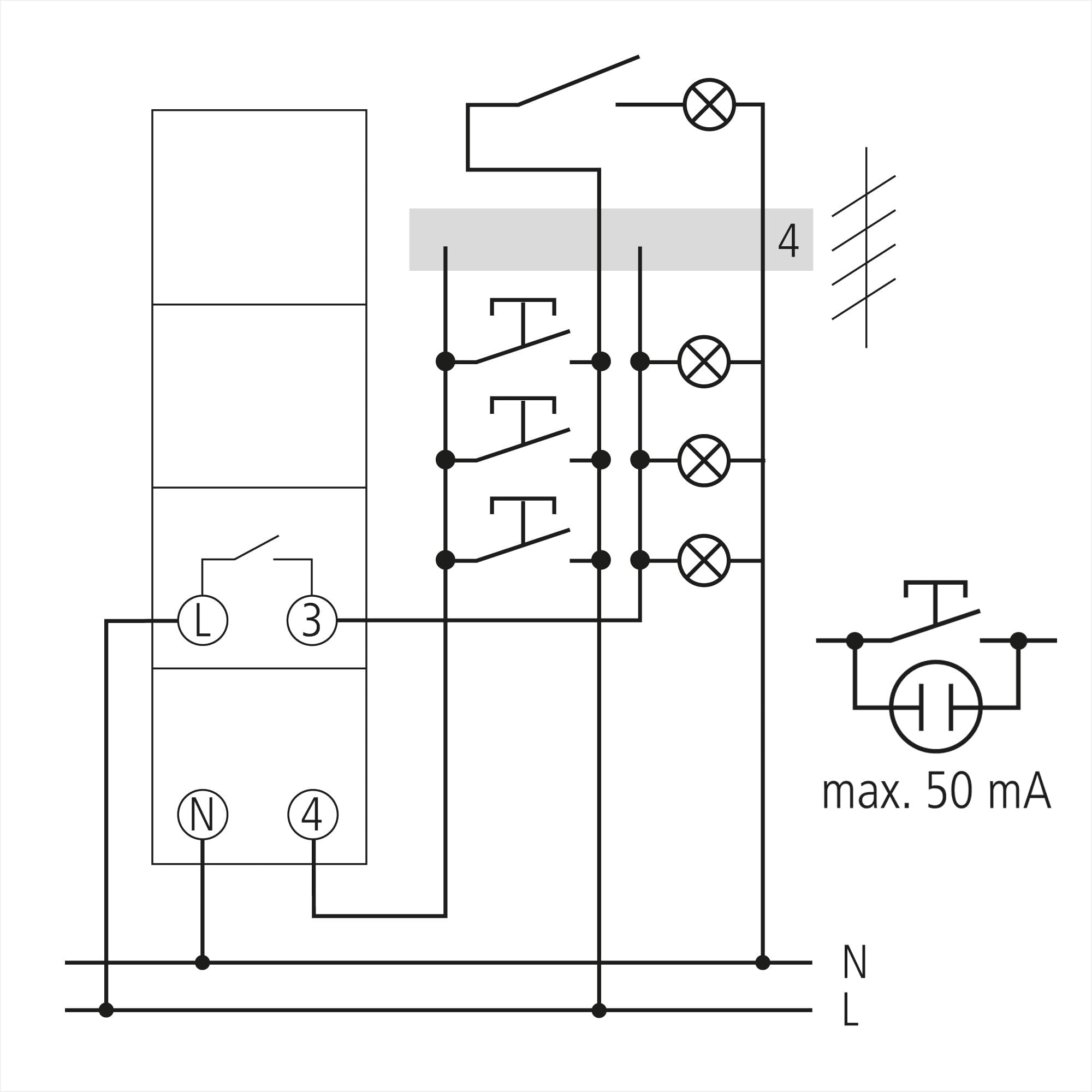 Theben 0080002 ELPA 8 - Treppenlicht-Zeitschalter, elektromechanisch, TLZ, ohne Stand-By-Verbrauch, 3-Leiter, 4-Leiter, nachschaltbar, 300 W LED