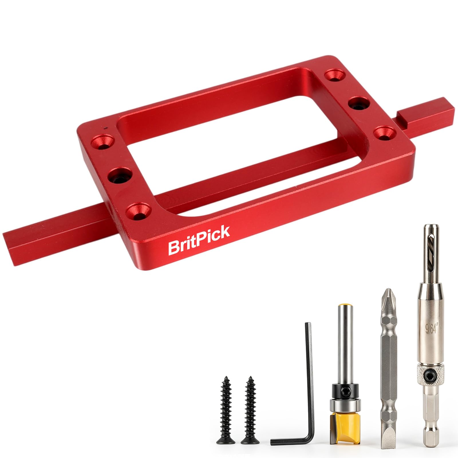 3" Fixed Size Door Hinge Jig for Jamb, Aluminum Alloy Hinge Template Kit for Router, Mortise Jig for 3" Length 1/4" Radius, 5/8" Radius and Square Corner Hinges