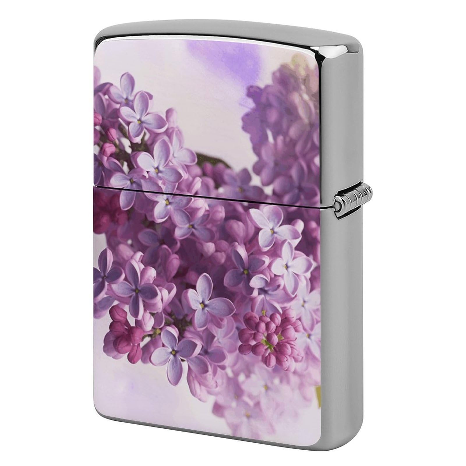 Lilac Flowers Lighter Case Cover Vintage Metal Lighter Sleeve Reusable Lighter Protective Cover Decorative Lighter Holder Birthday Gifts for Men Women