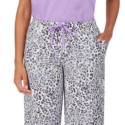 Image of Carole Hochman Women's 4-Piece 100% Cotton Pajama Set - V-Neck T-Shirt, Tank, Capri Pants & Shorts with Drawstring & Pockets