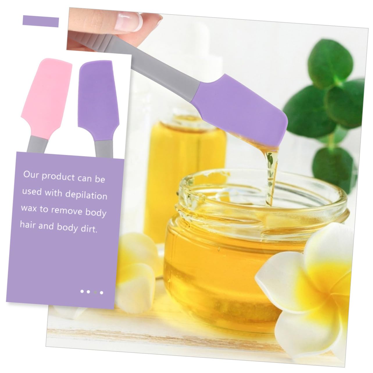 Ipetboom 4pcs Waxing Accessories Set Reusable Spatula for Professional Hair Removal Multi-functional Waxing Stick Portable Easy to Clean for Home Salon Use