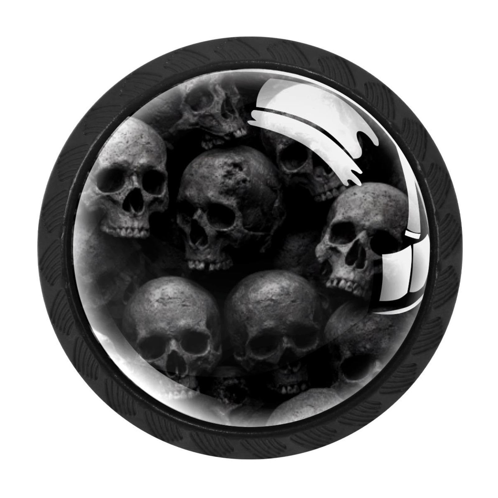 CHENZZZZ Halloween Scarry Skulls (2) Drawer Knobs Pull Handle Crystal Glass Circle Shape Cabinet Drawer Pulls Cupboard Knobs with Screws for Kitchen Cupboard Dresser Wardrobe etc