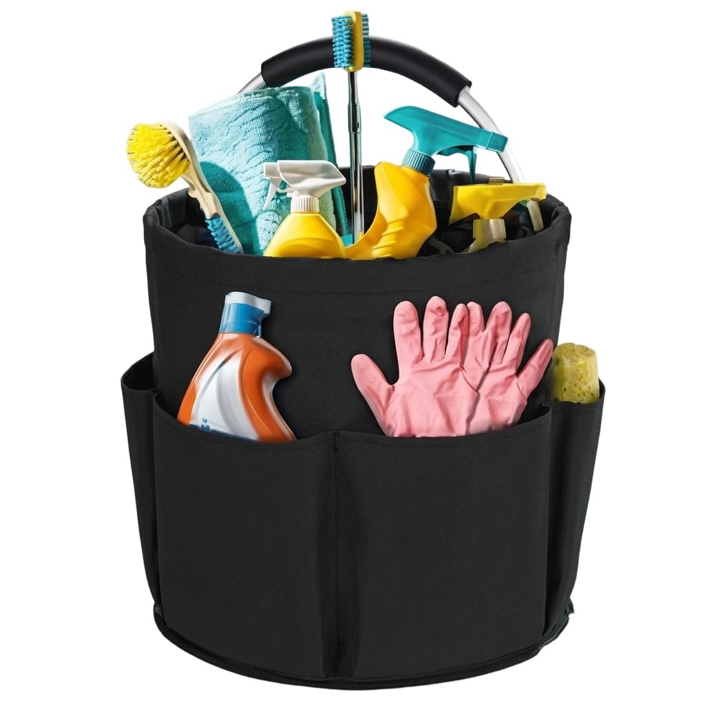 HASTHIP® Cleaning Caddy with Handle Foldable Cleaning Products Organizer Basket with Pockets for Home Use-picture-24