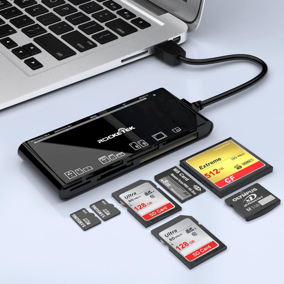 USB3.0 MultiCard Reader, SD/TF/CF/Micro SD/XD/MS 7 in 1 Fast 5Gbps