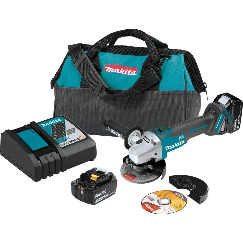 Makita XAG04T Cut-off/angle grinder kit, 4-1/2 in. and 5 in., brushless, 5.0 Ah