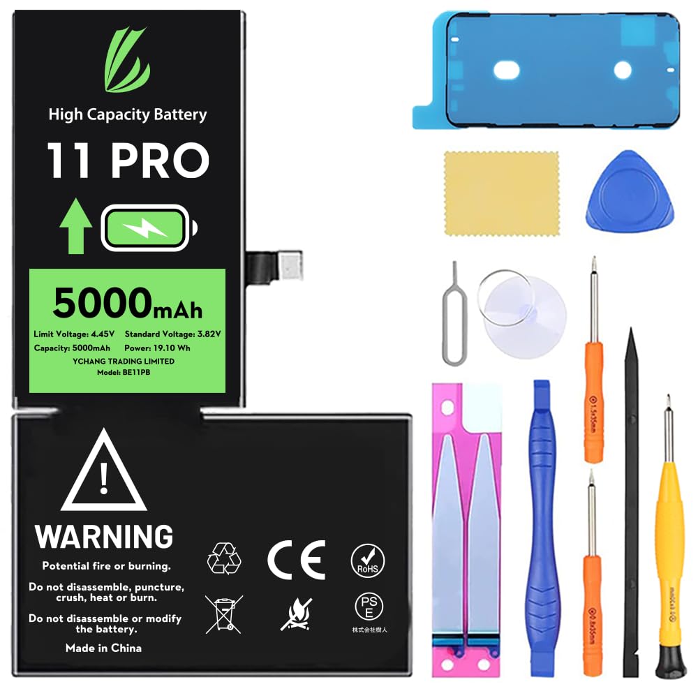 LL Trader Akku für iPhone 11 Pro, 5000 mAh hohe Kapazität Akku mit Reparaturwerkzeugen