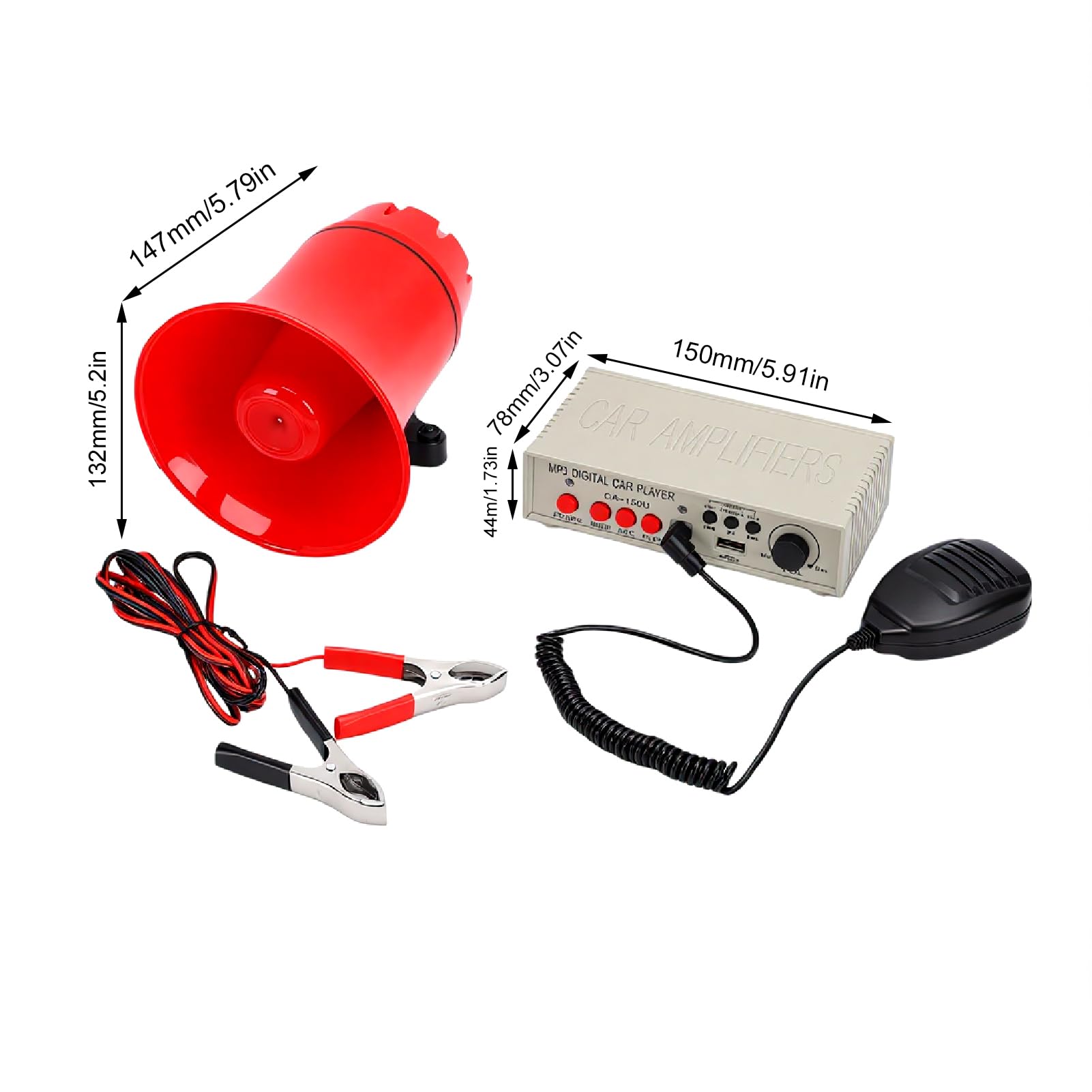 Alarm Ostrzegawczy Samochodu 130dB Syrena ze Wzmacniaczem 25W i