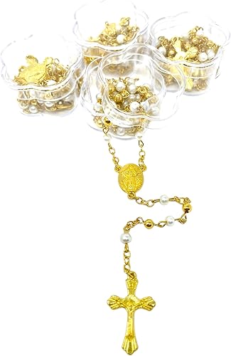 Miniatura 2 de (12) PCS - Bautismo, Rosario de Primera Comunión Favor Oro Perla Recuerdos para Primera Comunión Niña Niño, Metal, No es una piedra preciosa