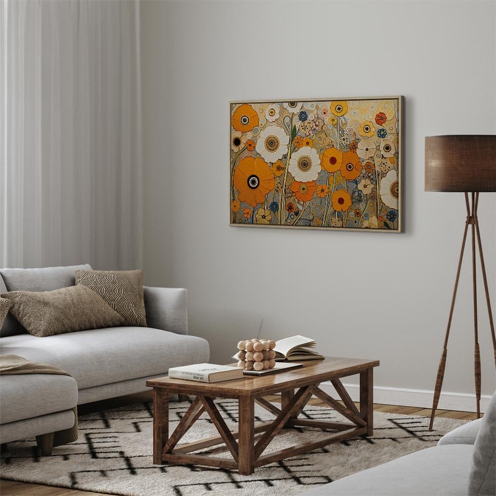 murando - Quadro AI Ispirato da Gustav Klimt Floreale 120x80 cm 1 Pezzo - Stampa su Tela XXL Grande - Quadri Moderni Soggiorno Grandi - Stampe da Parete Murale Arte Moderno Pittura b-B-10321-b-a