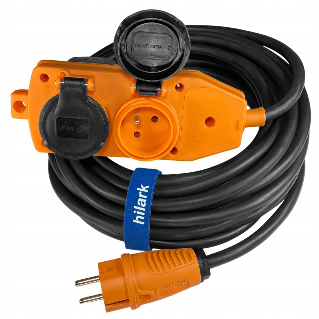 Hilark Cable Tech Rallonge en PVC H05VV-F 3x1,5 25m avec RÉPARTITEUR Orange