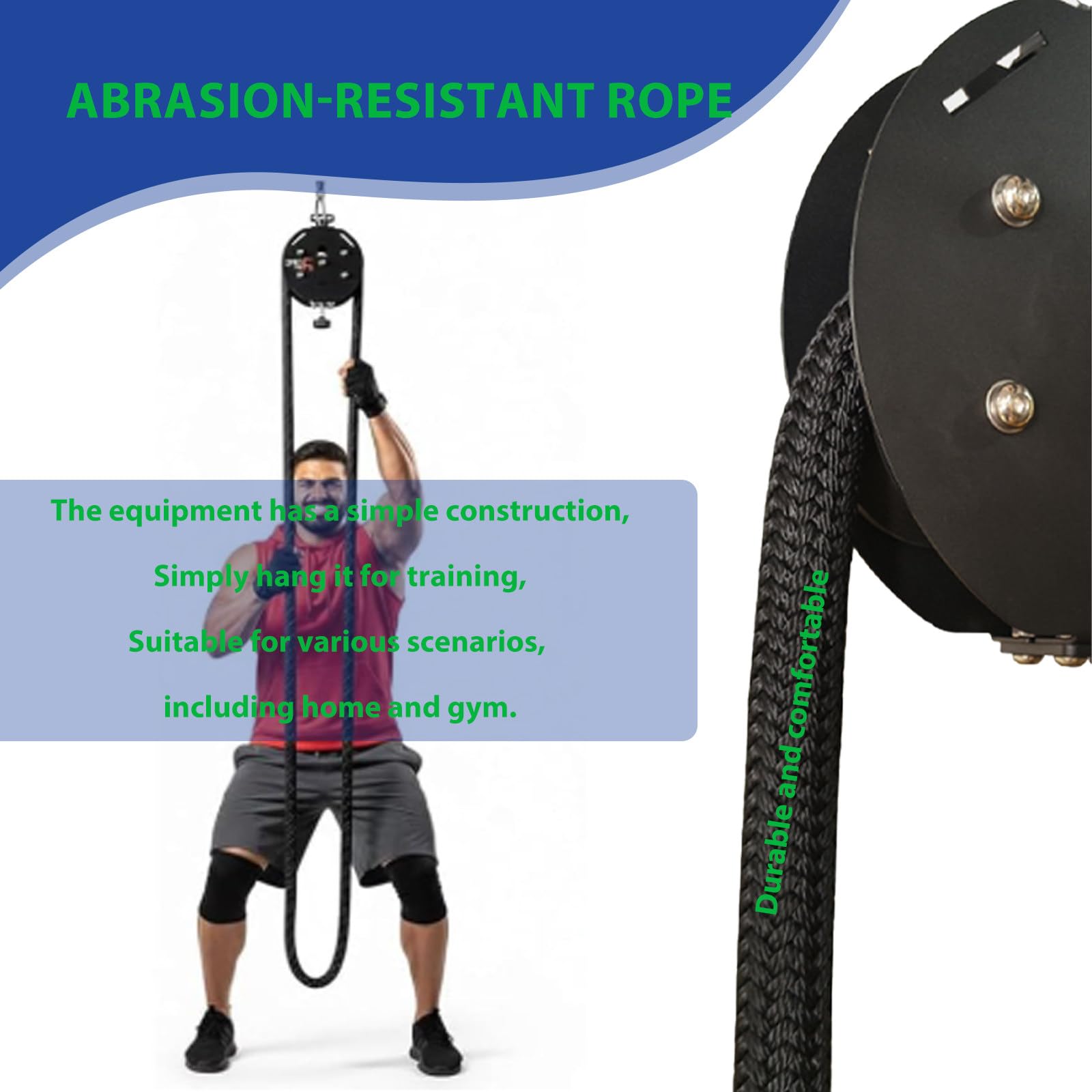 Entrenador de Cuerda Sin Fin, Portátil de Poleas de Cable, Máquina de Poleas de Cable, Equipo de Gimnasio en Casa, Entrenamiento de la Parte Superior del Cuerpo BlackandRed