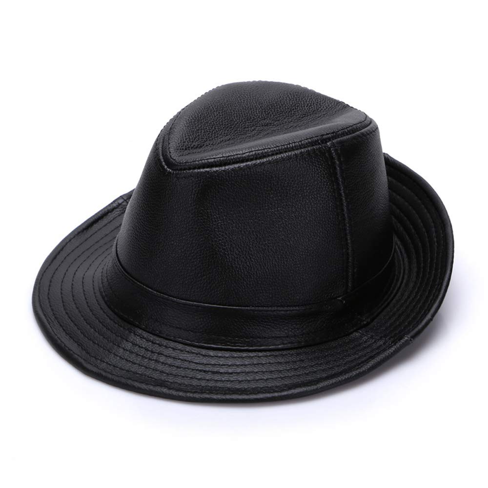 Sombrero unisex de cuero vacuno para hombre, sombrero de jazz para hombre de otoño e invierno, sombrero de copa, gorra de mediana edad