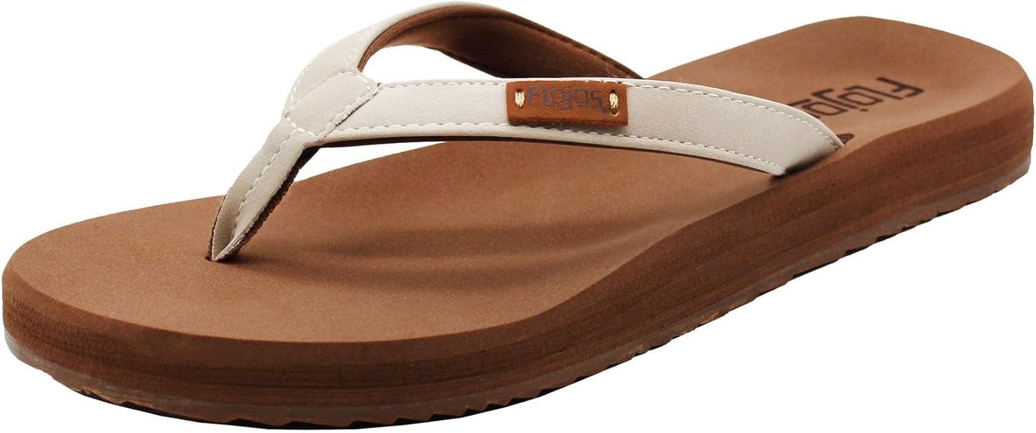 FLOJOS Women's Billie Flip-Flop, Off White, 7 M US