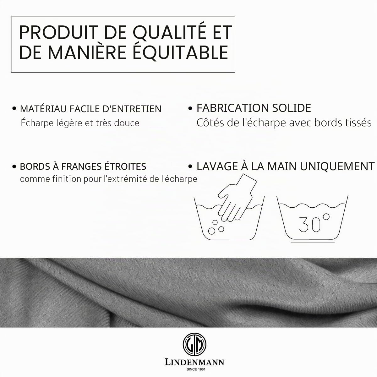Lindenmann Scarf Homme Bleu/Beige, 55% Coton / 45% Viscose, Taille Unique, À Rayure, 190 cm x 50 cm
