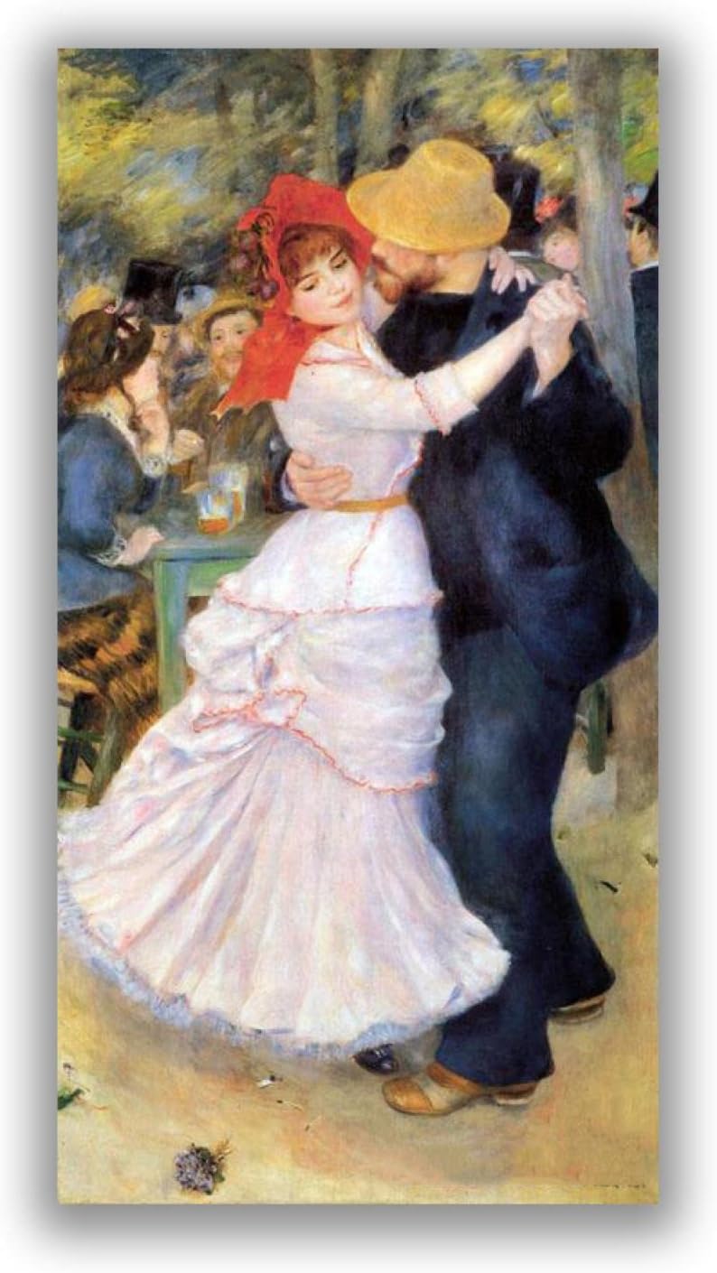 Amazon.co.jp ピエール・オーギュスト・ルノワールの「ブージヴァルのダンス」 有名な絵画ートプリント キャンバスに印刷 油絵 複製