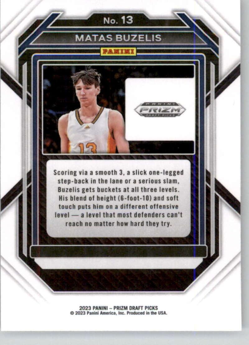 Amazon.com: 2023-24 Panini Prizm Draft Picks #13 Matas Buzelis G