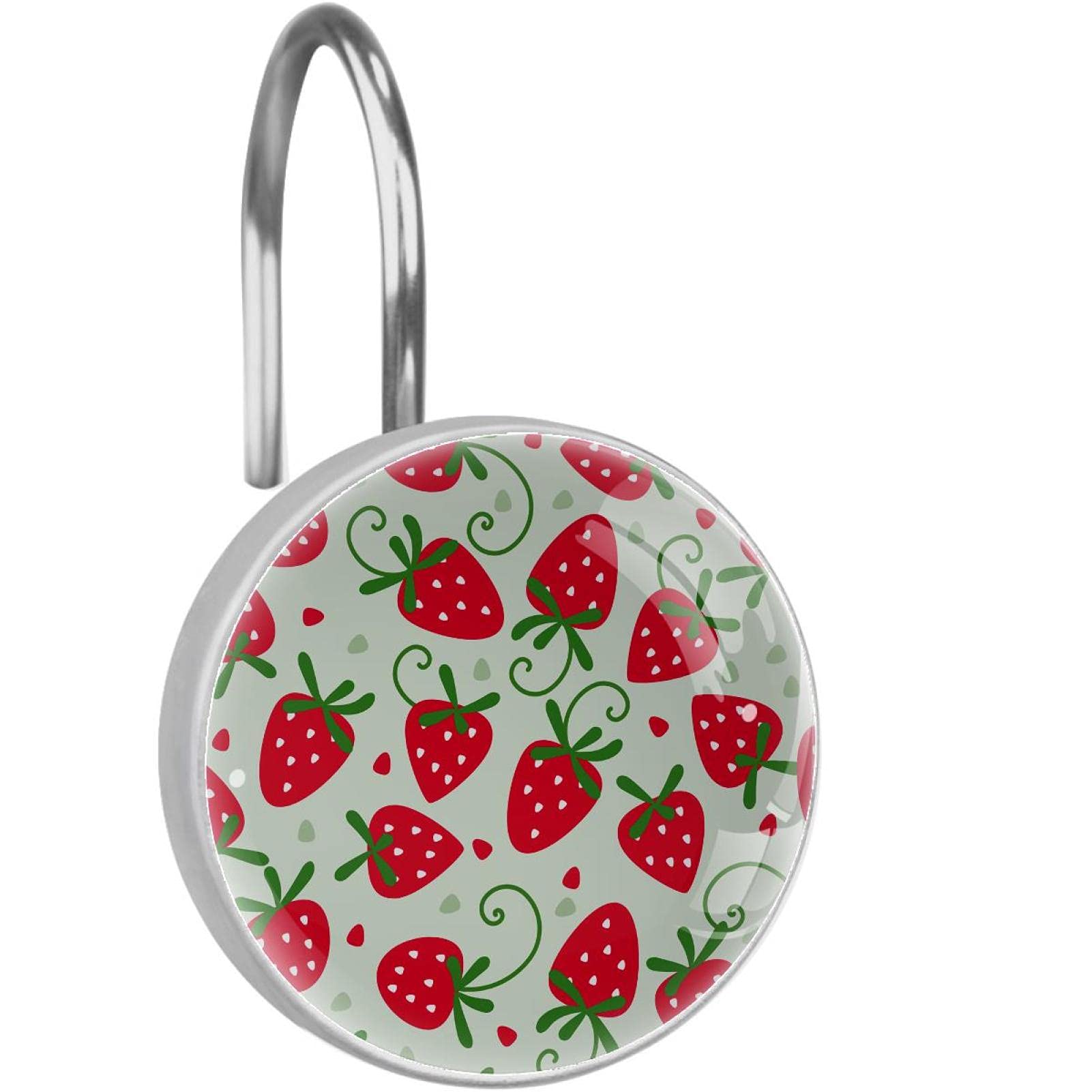 Crochets rideau de douche fraise en acier inoxydable anti-rouille pour déco salle de bain x12