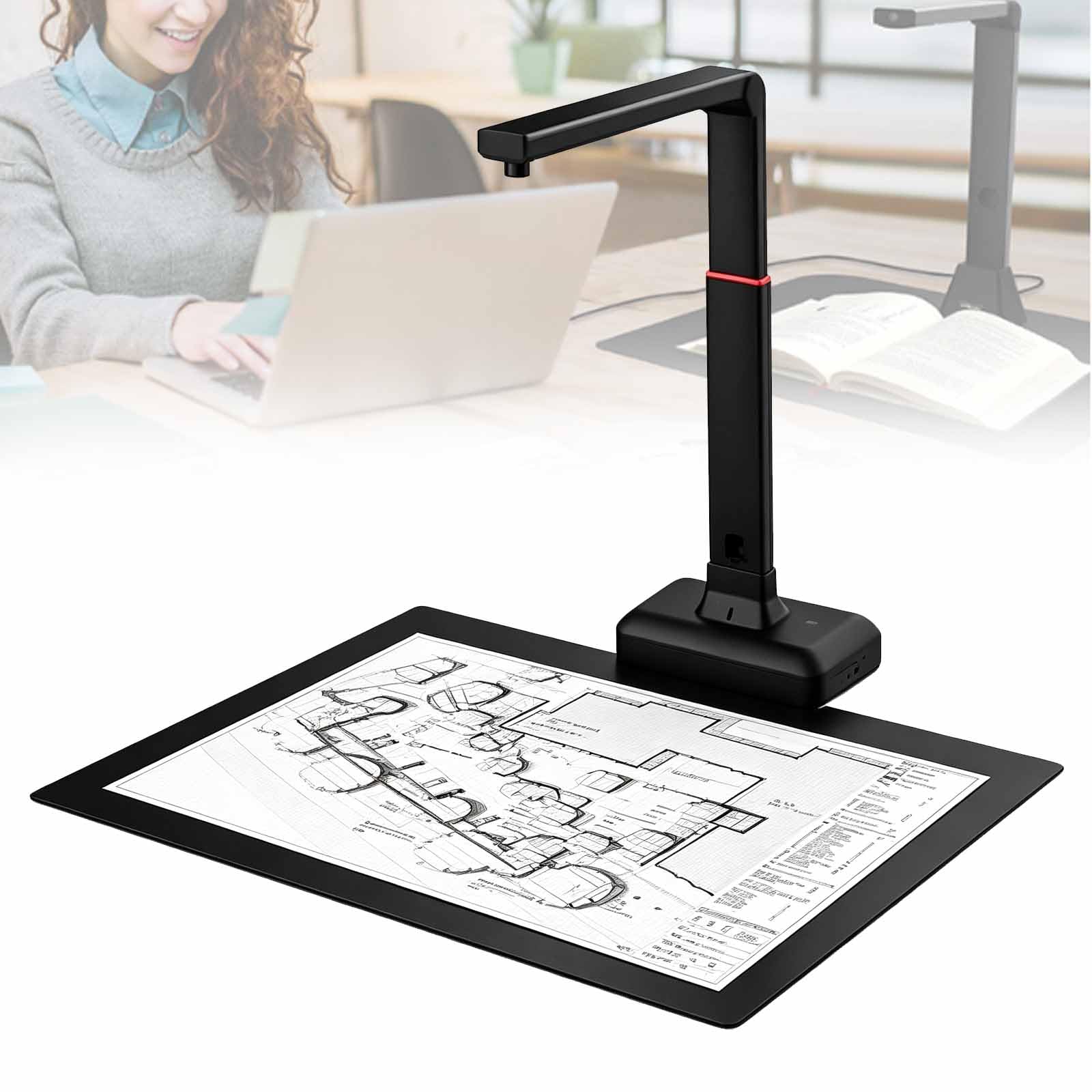 Scanner Aereo S21 A2, Scanner Con Fotocamera Di Grande Formato A2/a3 Per Libri E Documenti, Tecnologie Appiattimento Automatico E Rimozione Delle Impronte Digitali, Alta Risoluzione 23 Mp
