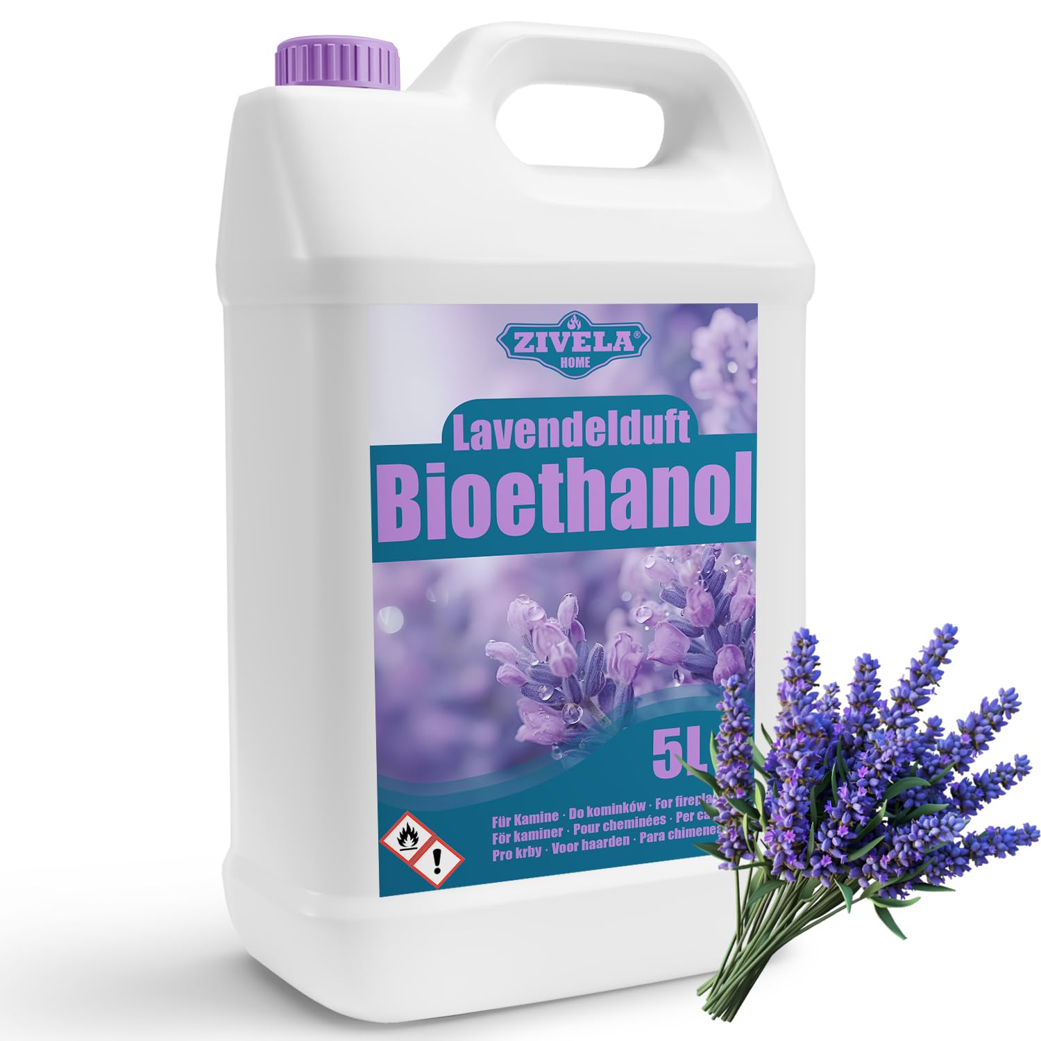 Bioetanol 96,6% 20L | Bio Alcohol Lavanda Aroma 96,6% 20L | Bioetanol para Chimenea, Chimenea de mesa, Bioetanol Chimenea | Bioetanol Lavanda Aroma | Combustión limpia, sin humo, llama viva y estable