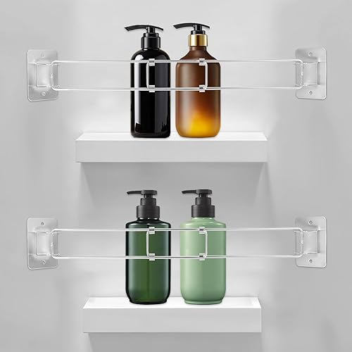 Paquete de 2 barras de almacenamiento de esquina para ducha de caravana, barra ajustable de acero inoxidable de 180 para estantes de esquina en