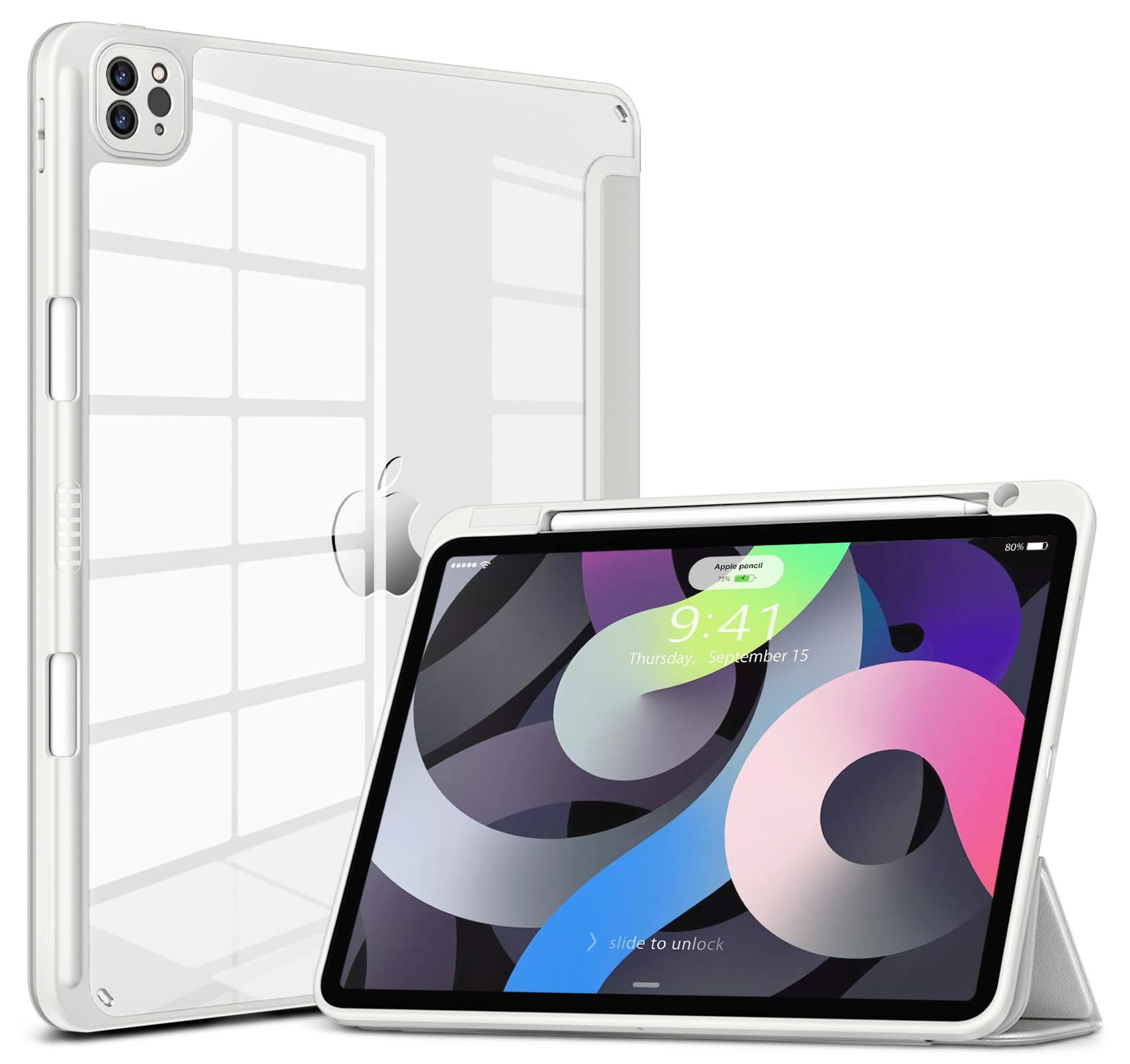 VIKESI for iPad Pro 11 Inch 4th/3rd/2nd/1st Generation Case, iPad Air 11-inch / 5th / 4th Generation Case with Clear Back,Pencil Holder,Auto Sleep/