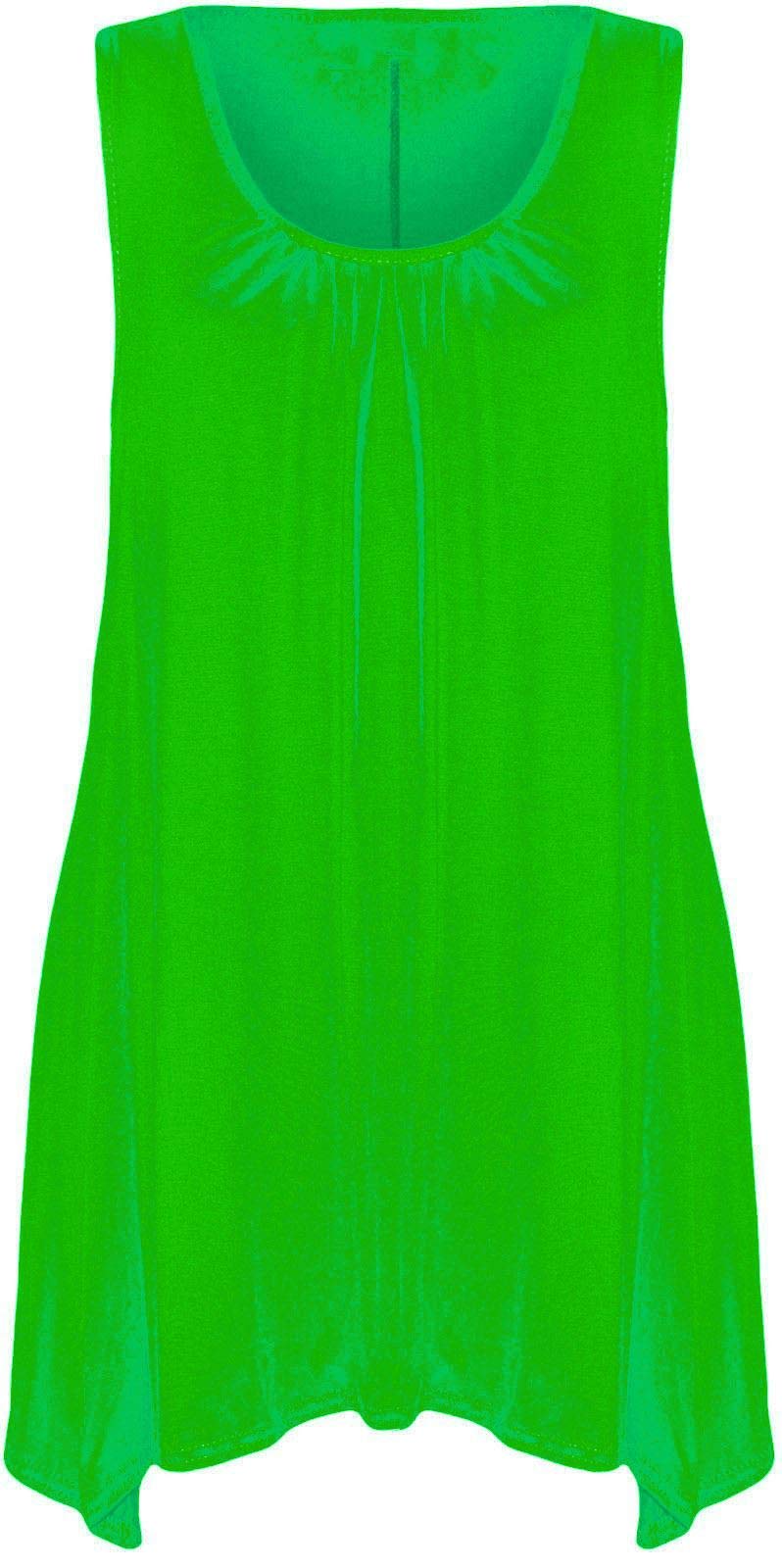 Mustwearit New Womens Ladies Hanky Hem Baggy Summer Casual Long Tunic Vest Top UK Size 8-26 Jade Green