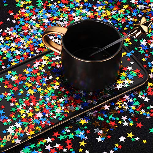 Image of Hestya 60g Star Confetti Glitter Table Confetti Metallic Foil Stars for Party Wedding Festival Decorations(Multicolor,10mm and 6mm)