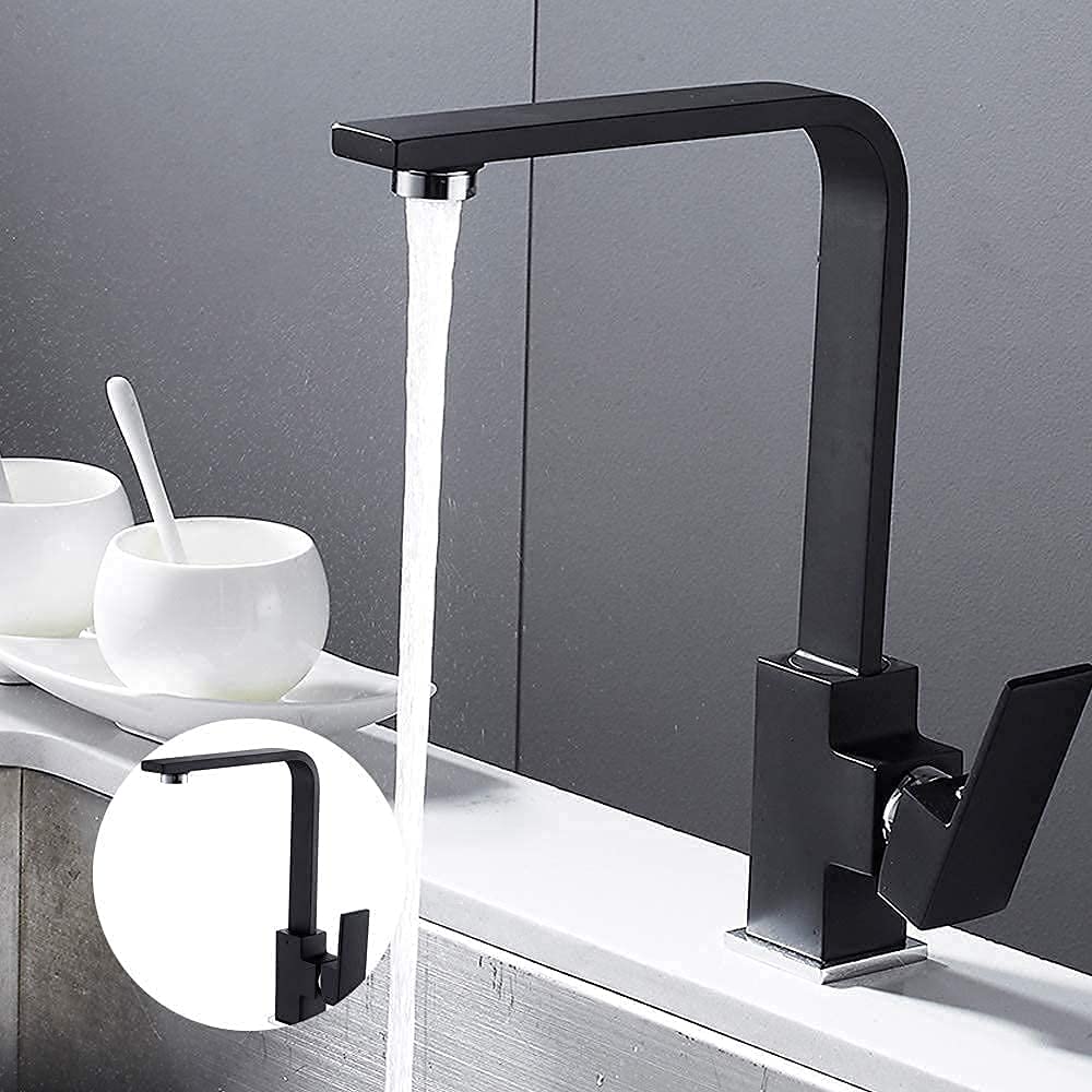 Grifos de cocina fregadero negro monomando con mezclador frío caliente
