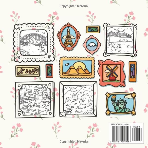Cozy World: Coloring Book for Adults and Teens Featuring Cute Famous Landmarks from Ancient to Modern Eras with Bold and Simple Designs for Relaxation image 3