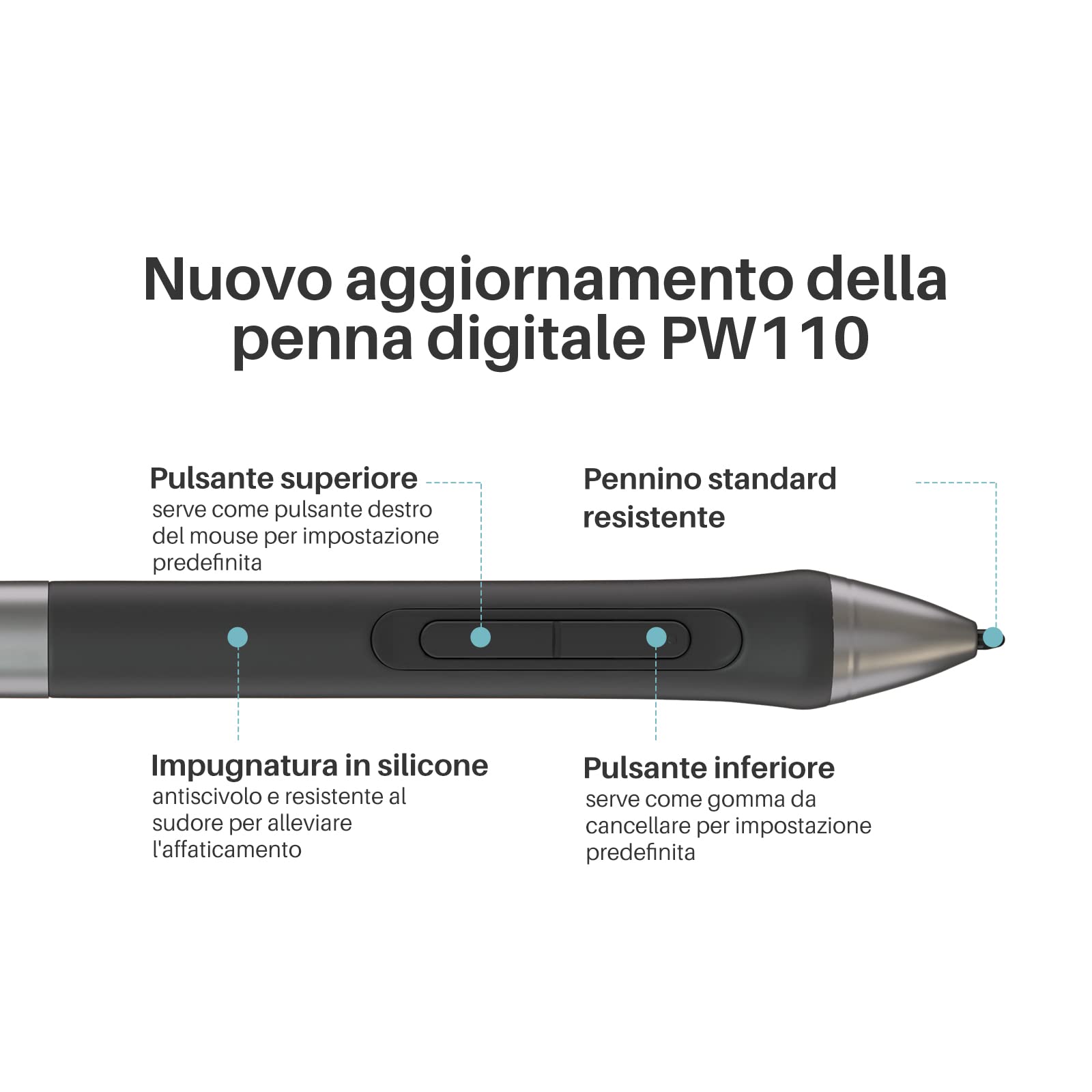 HUION PW100 Penna Digitale Senza Batteria per tavoletta Grafica da