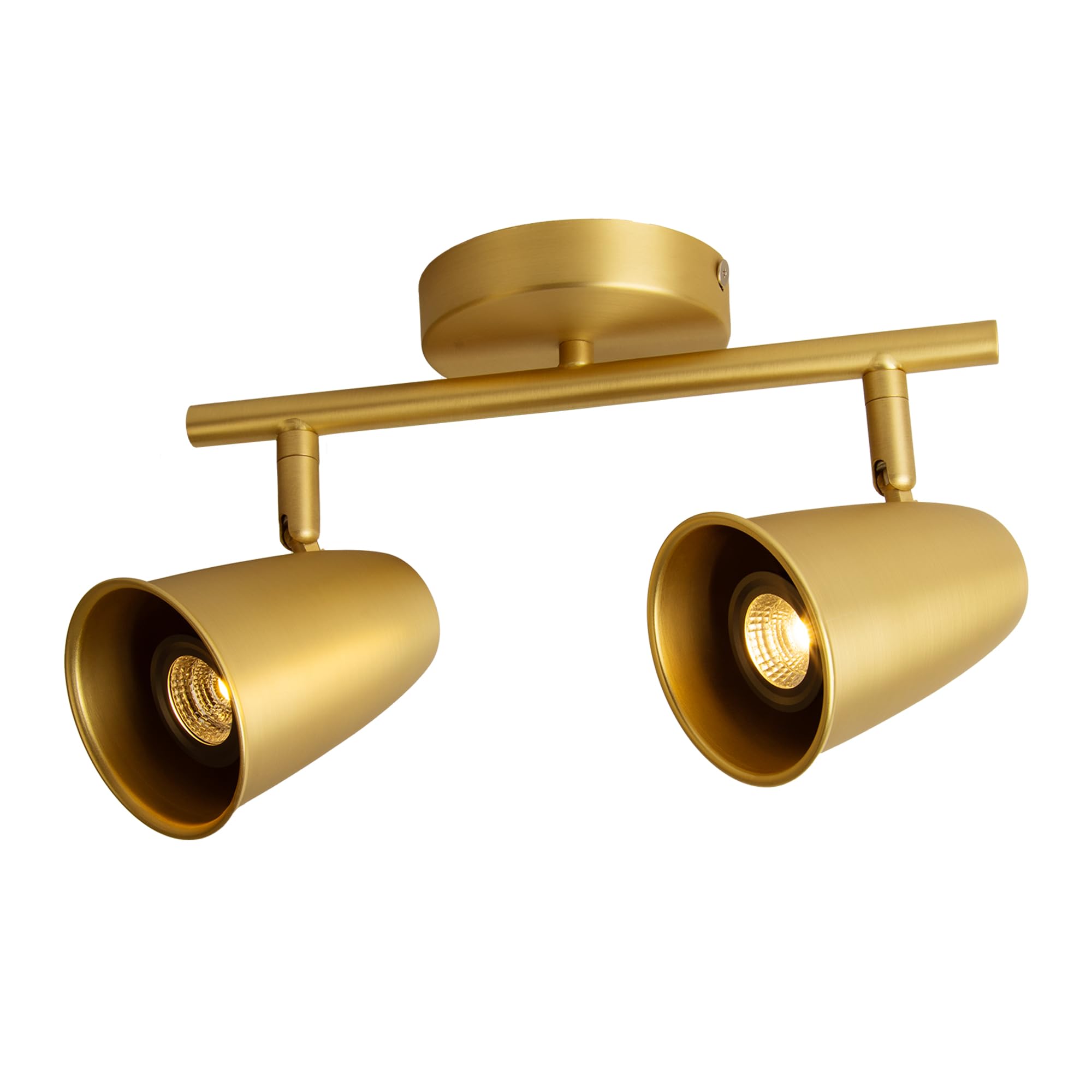 Aisilan LED 2-Light Track Lighting Fixtures Ceiling, Brushed Gold GU10 Track Light Bar with Rotating Heads, 3000K 14W Warm White, Modern Indoor Spotlight for Kitchen Living Room Artwork