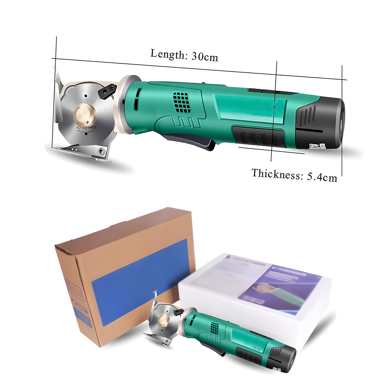 Cortador eléctrico giratorio de tela, tijeras inalámbricas con batería de 4000 mAh, corta tela, cartón, cuero, alfombra, grosor máximo 25 mm/33 mm