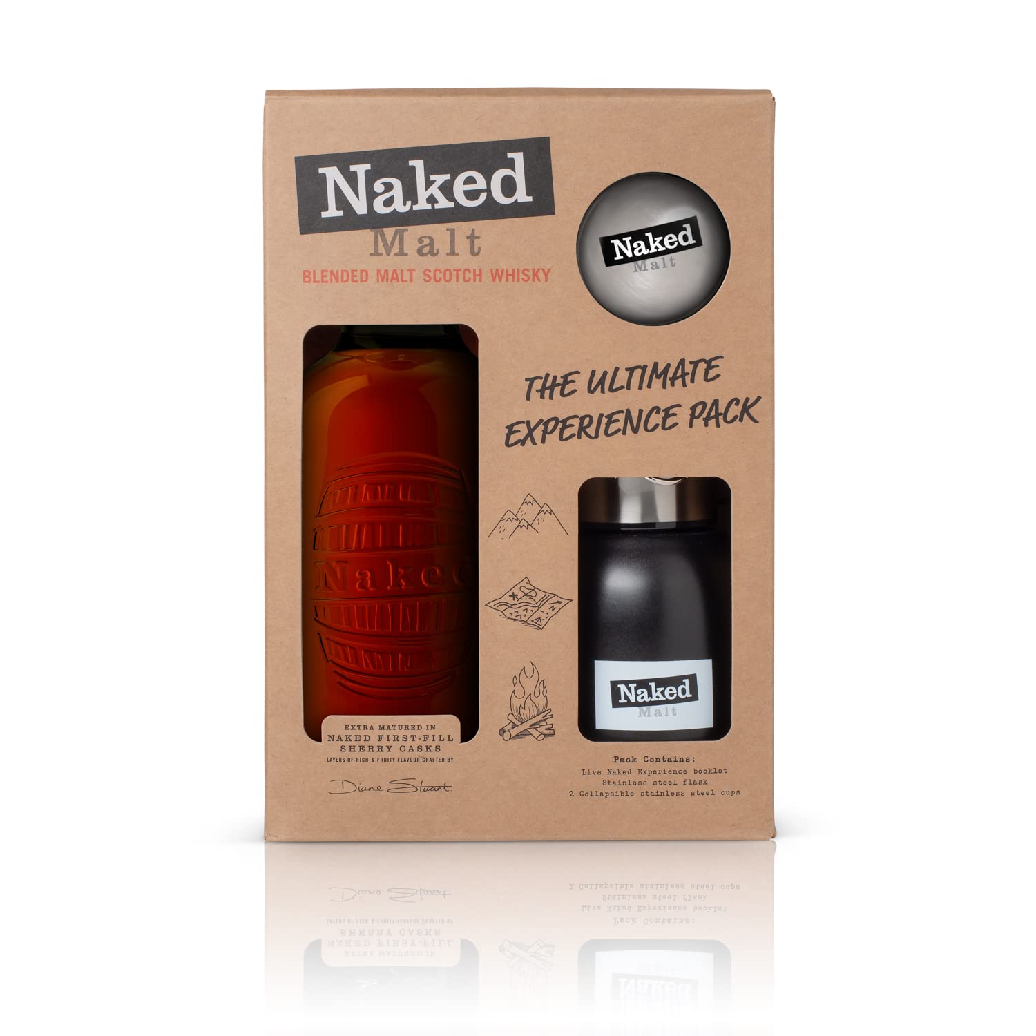Naked Malt Blended Scotch Whisky The Ultimate Experience Gift Pack, | Amazon Exclusive | Ideal for Gifting | Includes 2 x Naked Malt Collapsible Cups & Portable (70cl)