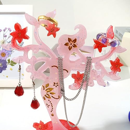 Miniatura 6 de Elegant Lady Shelf - Molde epoxi para demostrar joyas, molde de silicona de fundición de resina de bricolaje, 8.5 x 6 pulgadas