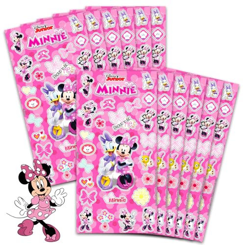 Minnie Mouse Party Favors for Boys & Girls Bundle ~ 12 Pack Minnie Sticker Sheets for Kids Birthday Party Goodie Bags | Minnie Party Supplies