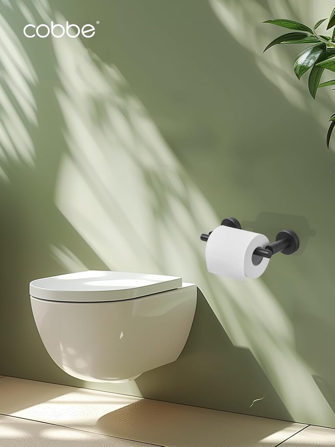 Cobbe Matte Black Toiler Paper Holder Wall Mount, Bathroom Toiler Paper Holder, Space Aluminum, Double Post Magnetic Suction Toilet Paper Holder for Bathroom, Rv