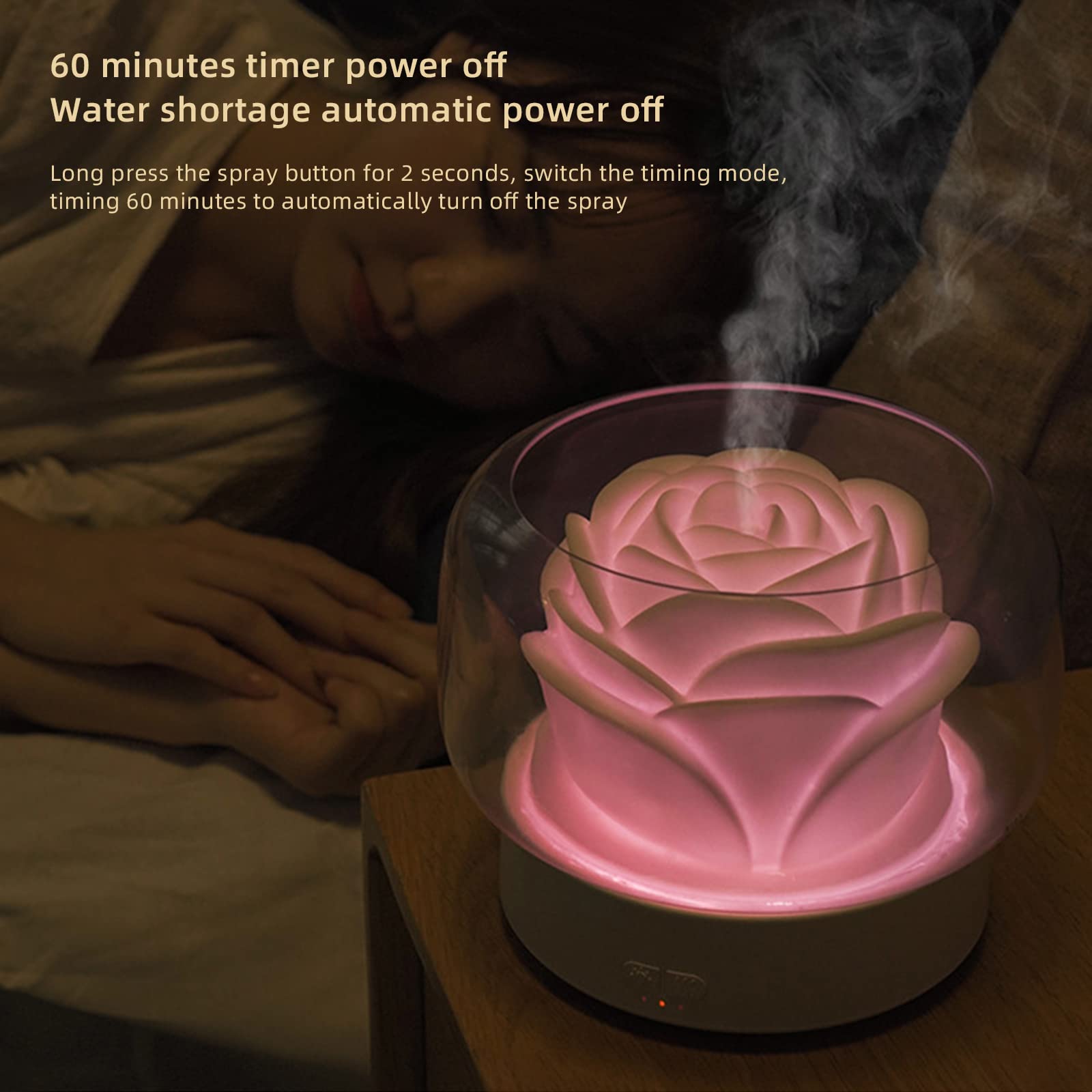 BestAlice Diffusori di oli essenziali, diffusori per oli essenziali, grande stanza, diffusore per aromaterapia da 400 ml con luce in 7 colori, spegnimento automatico senz'acqua, bianco-UK