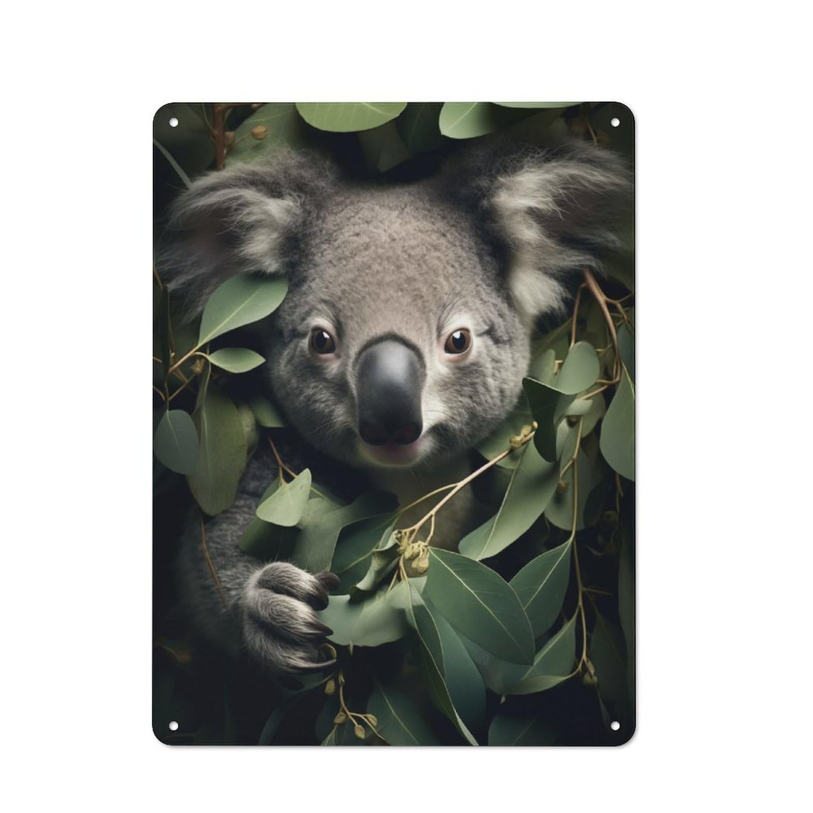 Junmoney Cute Koala In Leaves Retro Vintage Tin Sign 40X30cm, Retro Room Decor For Lounge, Study, Pub Or Wall Gallery
