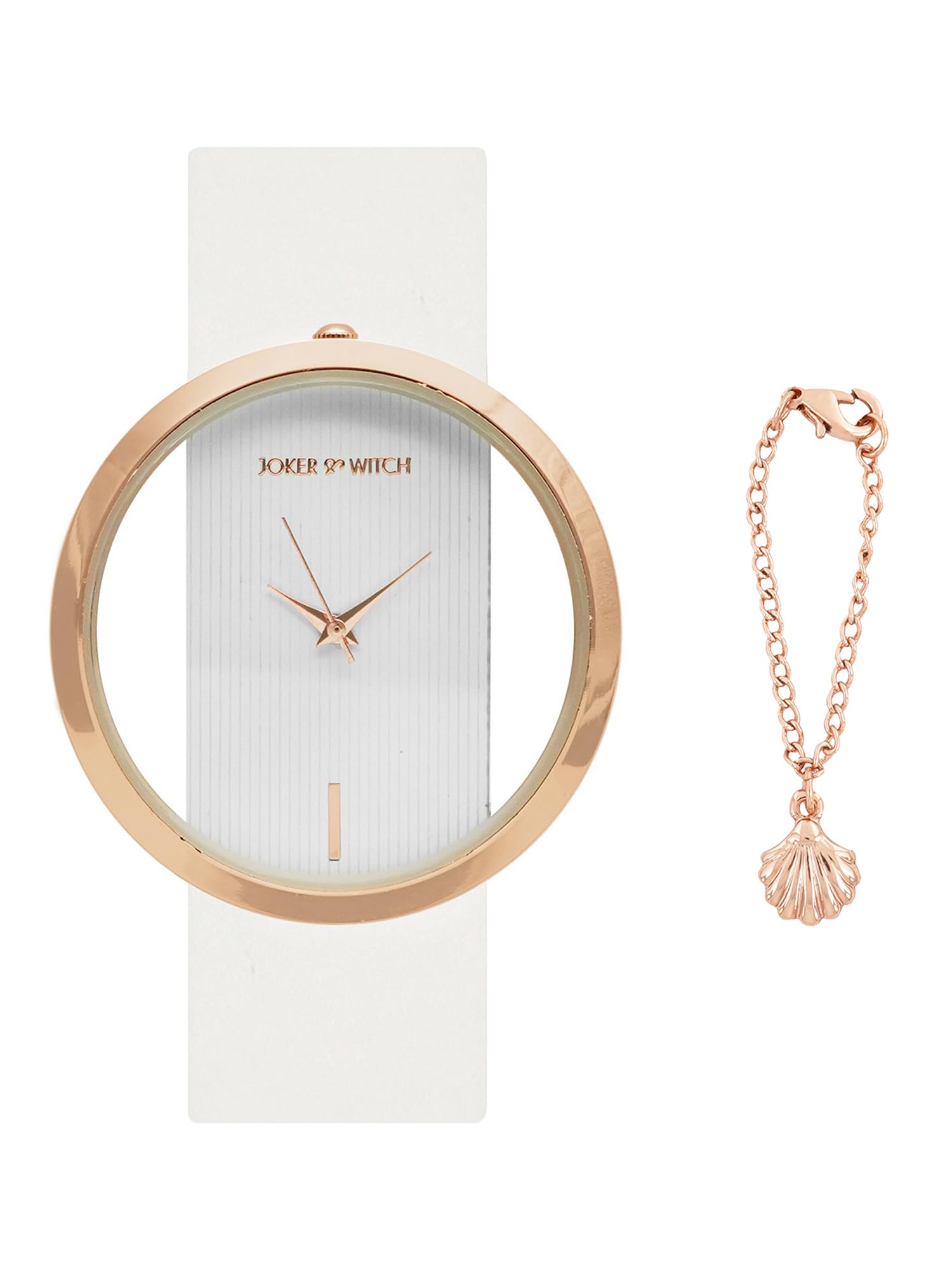 Joker & Witch Leather Women Evanscent Shell Analog Watch & Charm Set, White Dial, White Band (B0C9Q1J8FR) Amazon Price History, Amazon Price Tracker