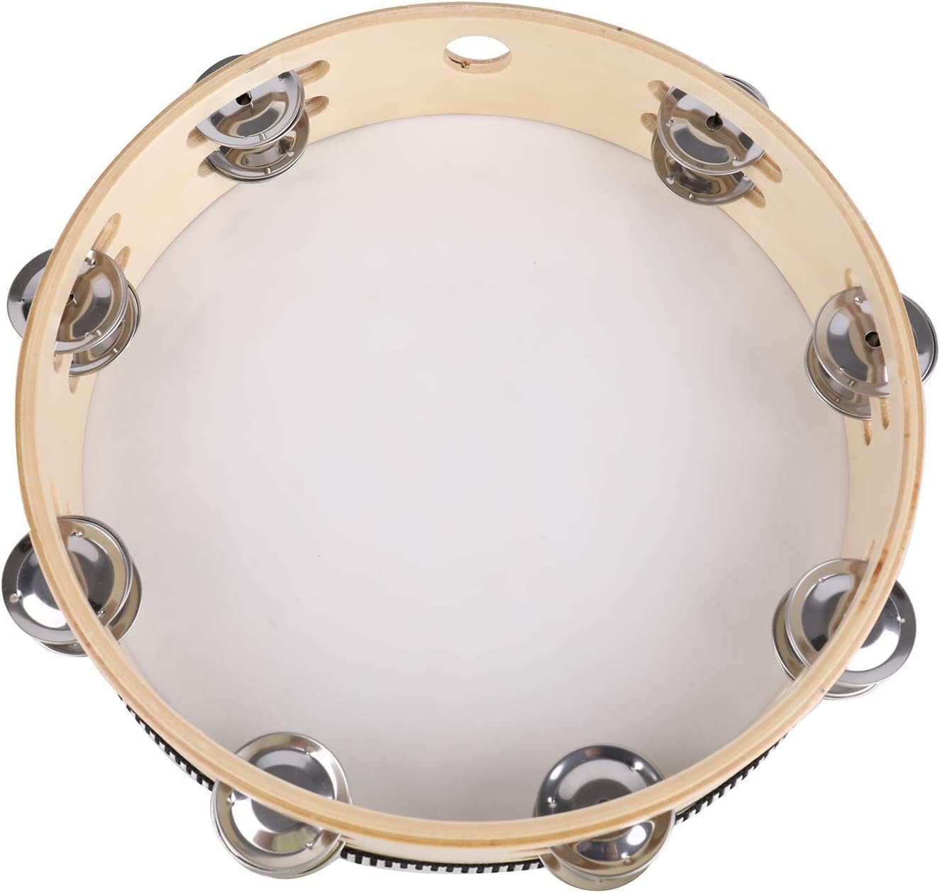 2 Pack Tambourine for Adults Wooden Tambourine 8 inch Hand Held Tambourine Metal Jingles Single Row Instrument Handheld Tambourine Drum for Church, KTV, Musical Educational 4 61YOzodwu7L. AC SL1325