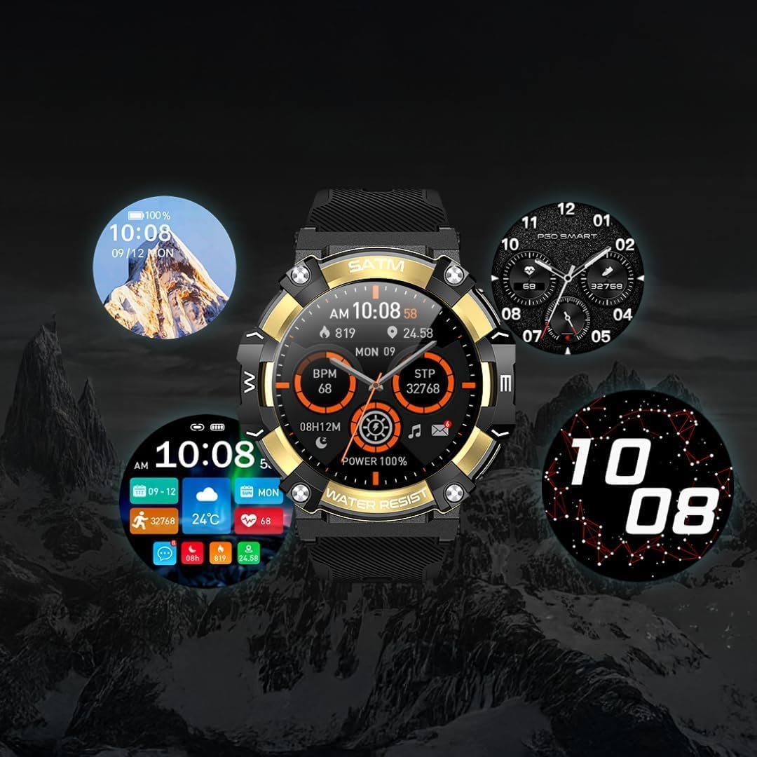 TitanPG – Smartwatch Táctico Militar, Resistente al Agua y Golpes, Monitoreo de Salud 24/7 (Ritmo Cardíaco, Presión, Oxígeno y Sueño)