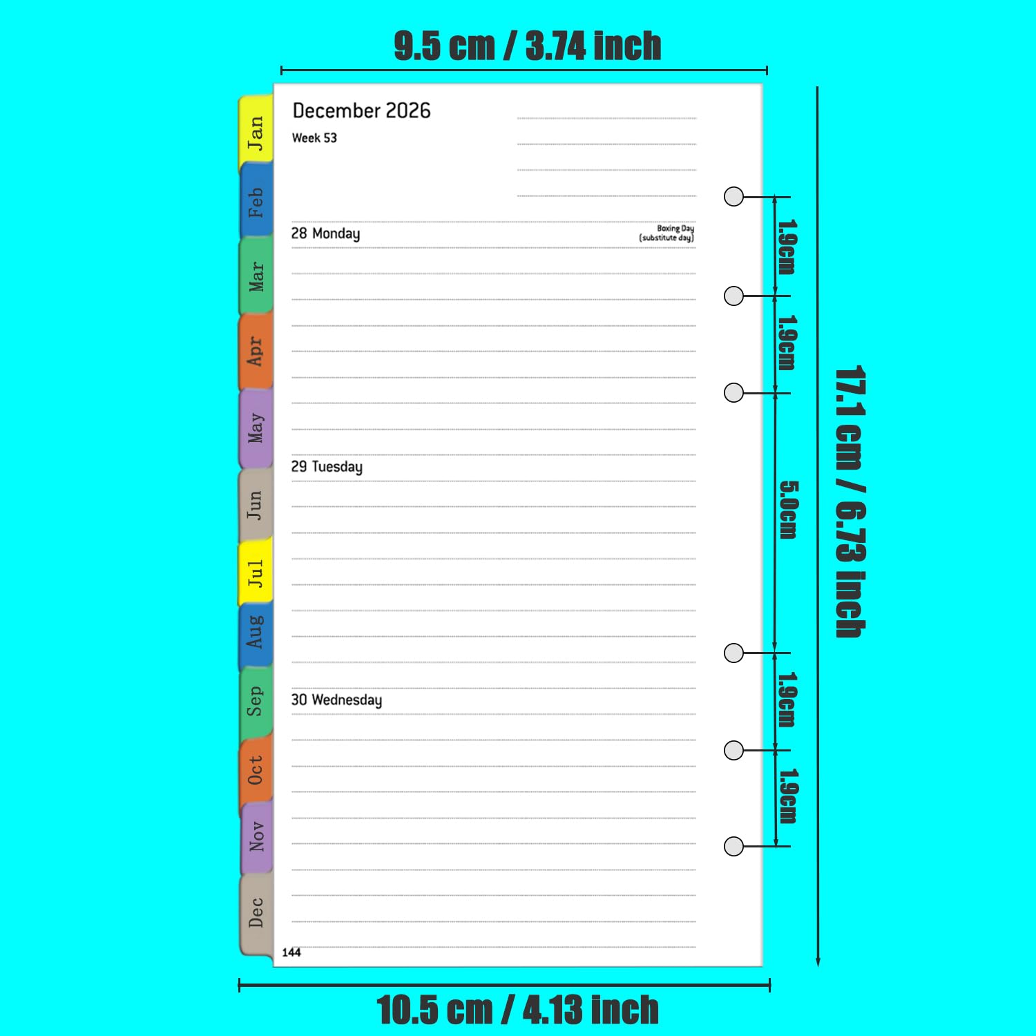 2026 Wochenplaner A6 Einlage - 6-Loch Für Personal Organiser